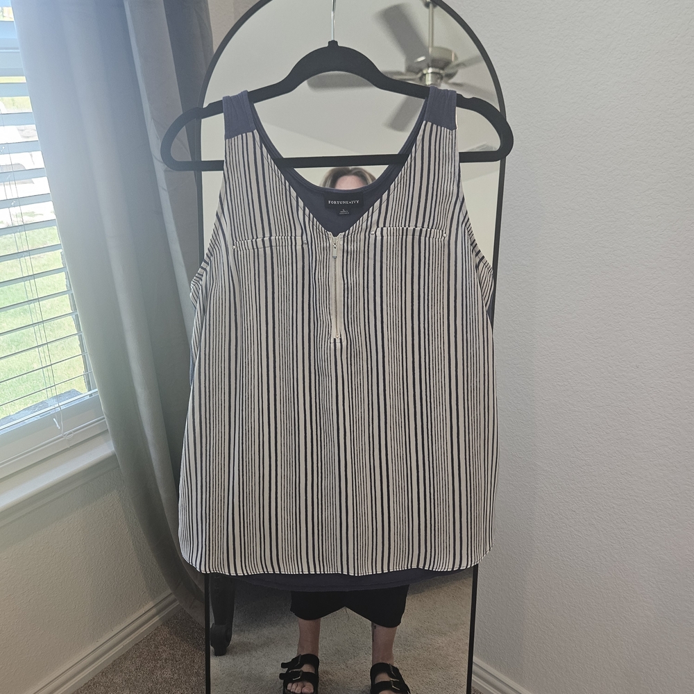 Striped Sleeveless Top in Navy and White